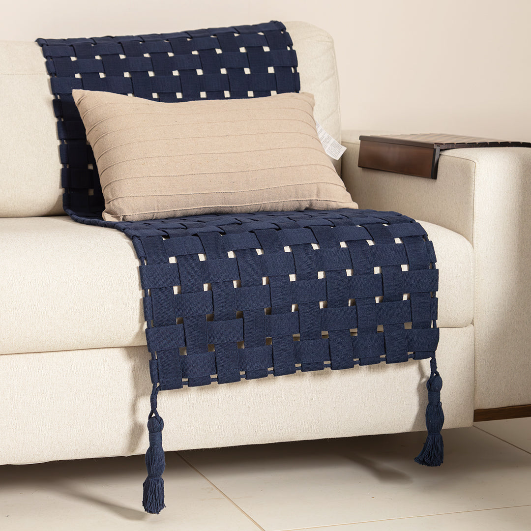 Peseira Trancê com Tassels Azul Marinho